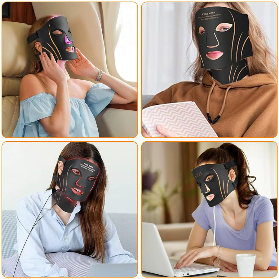 UBilli LED-Maske Gesichtspflege, 7-Farben-LED, Silikon, Anti Aging - Bild 5