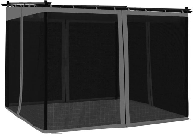 vidaXL Pavillon mit Netzwänden aus Stahl und Polyester, Anthrazit, B/T: 300 x 300 cm, H: 230 cm - Bild 1
