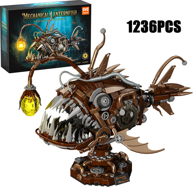 Mechanisches Laternen-Piranha-Modell, Konstruktions-Bausteine, mit LED-Licht, 1236 Teile - Bild 1