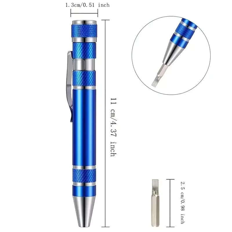 8-in-1 Multitool Stift-Schraubendreher in Silber mit magnetischer Funktion für Reparatur und Installation - Bild 2