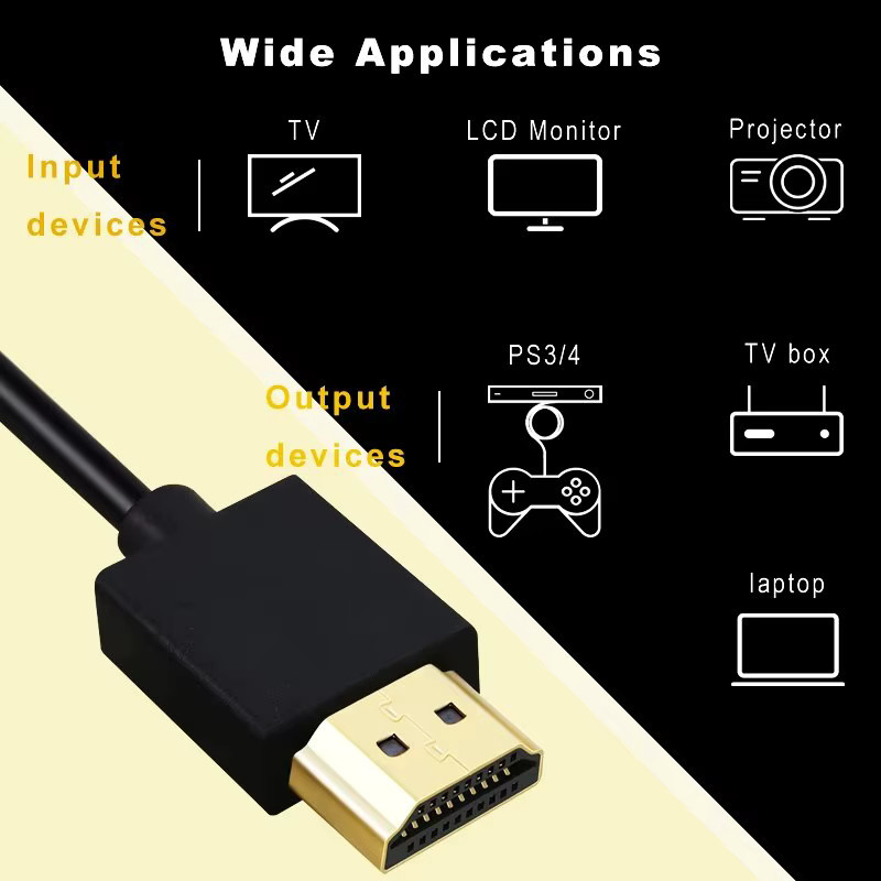 Ultra dünnes HDMI 2.0 Kabel in Schwarz, 4K @ 60Hz, Länge: 30,48 cm - Bild 4
