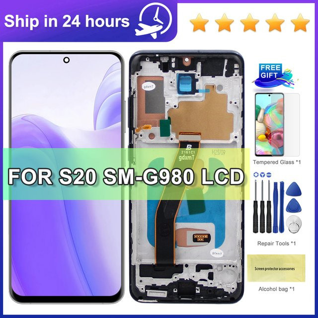 Samsung S20 Ersatz Display mit Rahmen inklusive 4G LCD Touchscreen Digitizer in Schwarz für G980 G980F G980F/DS - Bild 1