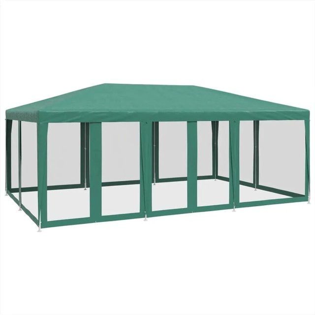 vidaXL Partyzelt aus HDPE in Grün mit 10 Mesh-Seitenteilen, B/T/H: 6 x 4 x 2,8 m - Bild 1