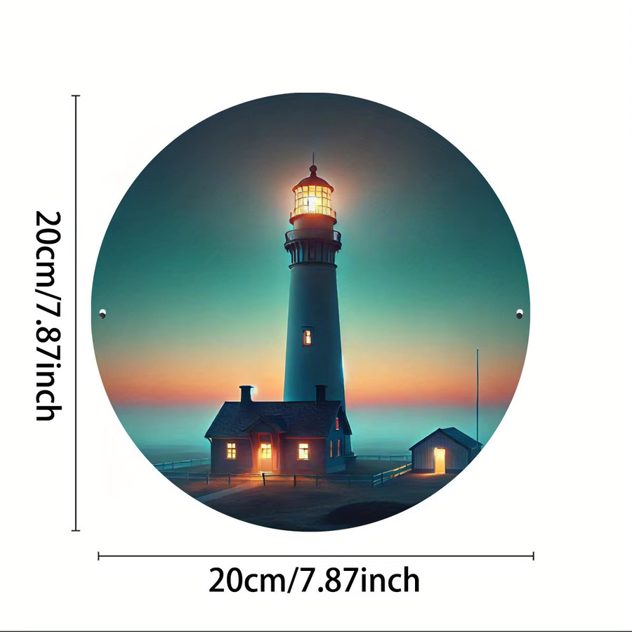 Rundes Metallschild Potdemiel Formosa Island Lighthouse Sunset Foto-Wandkunst, Durchmesser: 20 cm, Mehrfarbig - Bild 2