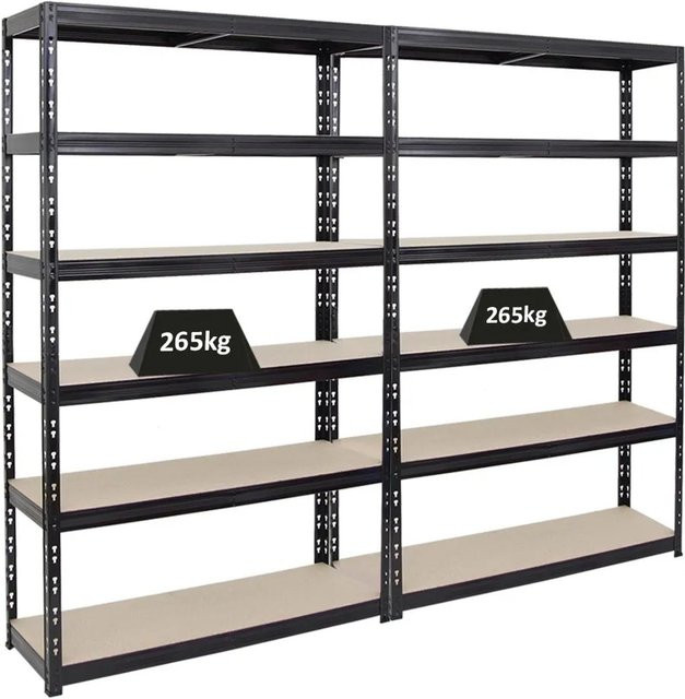 2er Set PROREGAL Schwerlastregal Giant Tiger, 6-Ebenen, Schwarz, H x B x T: 200 x 120 x 40 cm - Bild 1