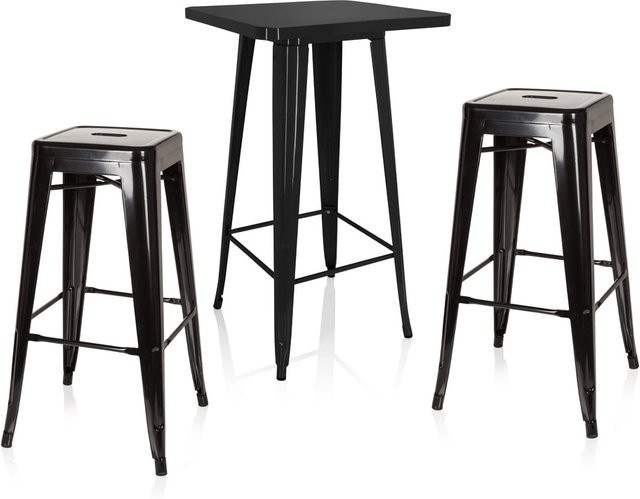 hjh OFFICE Barstuhl Vantaggio Set aus Metall in Schwarz ohne Armlehnen - Bild 1