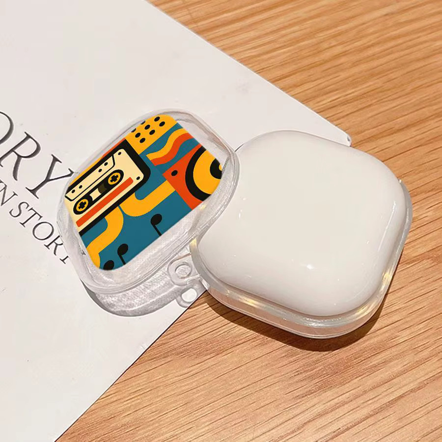 Transparente Schutzhülle mit Retro-Musikmuster für Samsung Galaxy Buds 3 Pro, Buds 3 FE und Buds Live 4 Pro - Bild 4