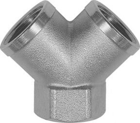 Riegler 2-fach Verteiler aus vernickeltem Messing mit G 1/2 IG Anschluss und 2 x G 1/2 IG Abgängen in Silber - Bild 1
