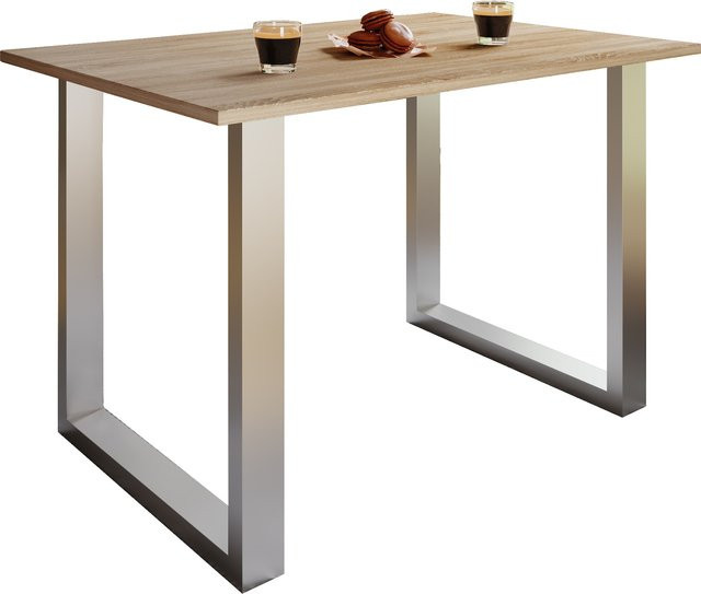 VCM Holzesstisch Xona in Sonoma-Eiche mit silbernem U-Fußgestell aus Eisen, B/T/H: 140 x 50 x 76 cm - Bild 1