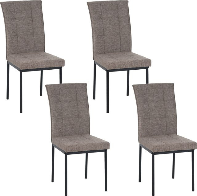 HTI-Living Stuhl Matthew 4er-Set in Hellbraun mit Webstoff und Karosteppung - Bild 1