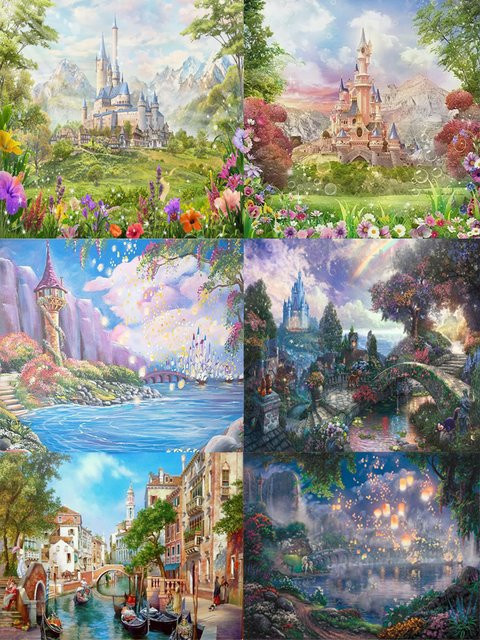 Vinyl-Fotohintergrund Märchenschloss für Kindergeburtstage und Mädchen-Dekoration in Mehrfarbig - Bild 1