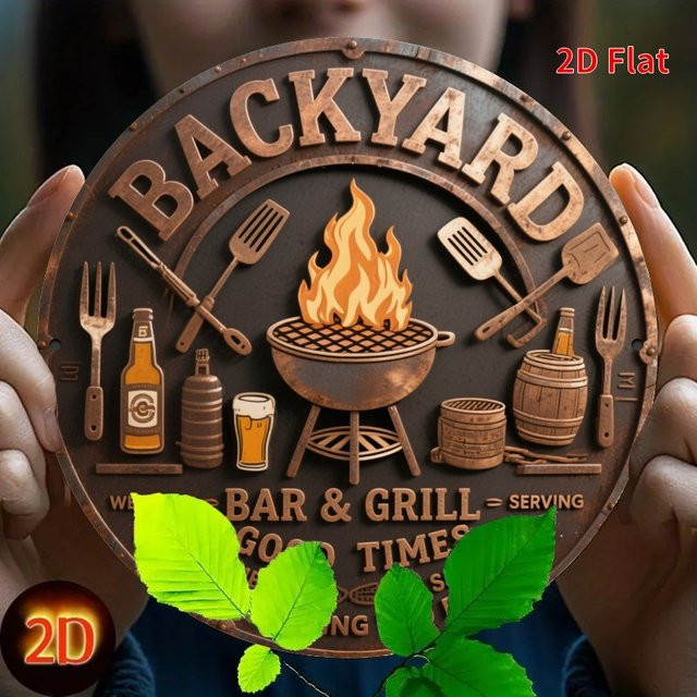 Vintage-Metallschild Potdemiel zur Dekoration von Grill und Bar, braun, Durchmesser: 20,0 cm - Bild 1