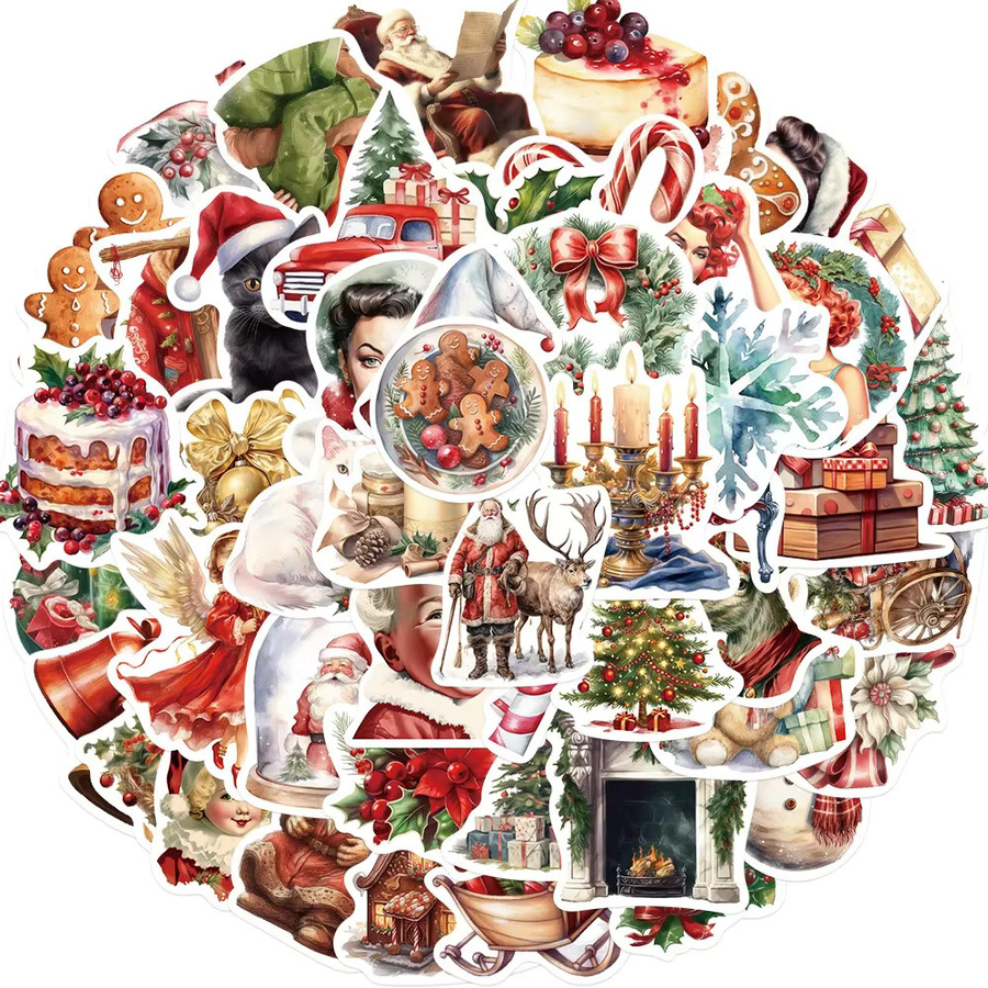 50 Stück Weihnachtliche Santa Claus Aufkleber von GOGOTU in Multicolour für DIY Dekoration, Laptop und Kindergeschenke - Bild 2