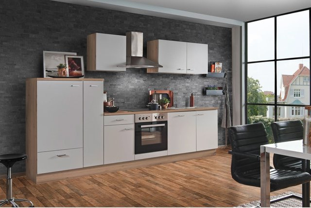 Menke Küchenzeile Artisan Classic in Weiß und Artisan-Eiche Nachbildung, Breite: 310 cm, Tiefe: 60 cm, Höhe: 133 cm - Bild 1