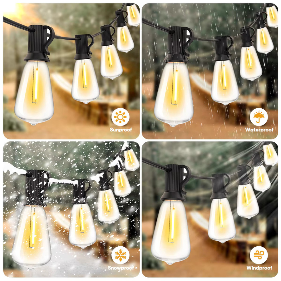 Grensk LED Lichterkette ST38 Retro im warmweißen Design, wasserdicht und bruchsicher, transparent, E12 Fassung - Bild 4