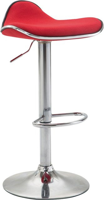 TPFLiving Barhocker Shangrila mit Metallgestell in Chromoptik und Stoffbezug in Rot - Bild 1