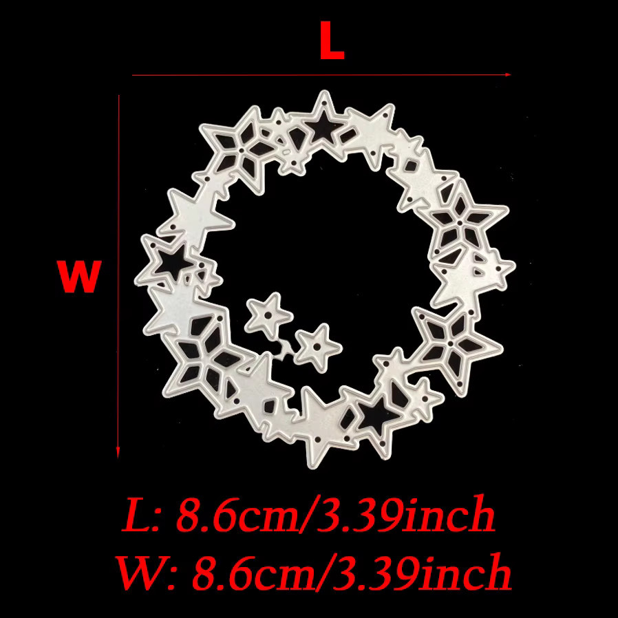 Metall Stanzform Kreis Rahmen und Stern für Scrapbooking und DIY Dekoration in Silber und Weiß - Bild 2