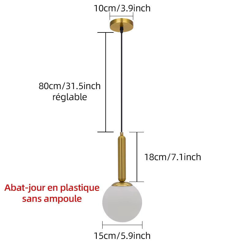 OSABO Ring-Pendelleuchte mit PVC-Kugel in Gold und Weiß für Wohnzimmer, Esszimmer oder Schlafzimmer - Bild 4