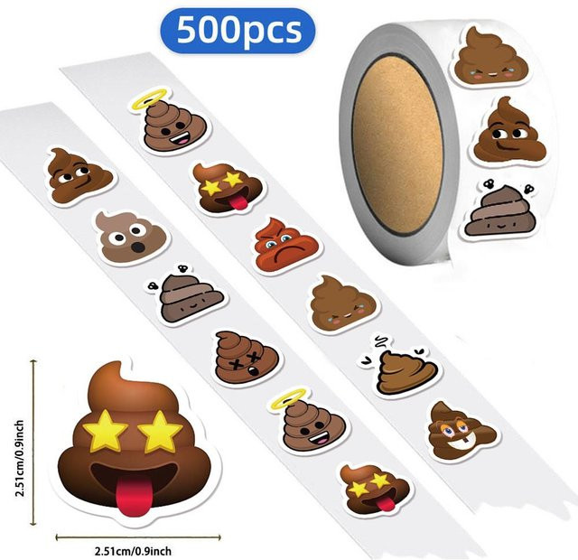 500 Stück Cartoon Kacke Aufkleber Set mit lustigen Mustern in Multicolor für DIY Gepäck Skateboard und Wasserbecher von Rui Di - Bild 1