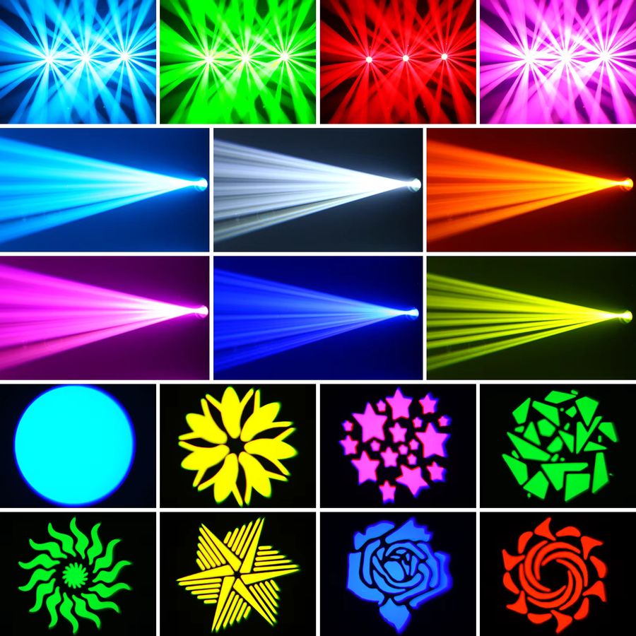 U'King 60 W LED Moving Head Licht Weiß 4in1 RGBW mit 7 Gobos und DMX512 für DJ, Disco und Party - Bild 3