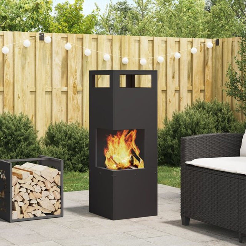 vidaXL Feuerplatz aus kaltgewalztem Stahl in Schwarz, H x B x T: 100 x 35 x 35 cm - Bild 1