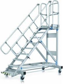 ZARGES Plattformtreppe Ergo Stop 60° aus Aluminium in Silber, 9 Stufen, Breite: 60 cm, Höhe: 225 cm - Bild 1