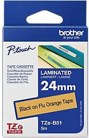 Brother TZe-B51 Schriftbandkassette in Signal-Orange mit schwarzer Schrift, Breite: 24 mm, Länge: 5 m - Bild 3