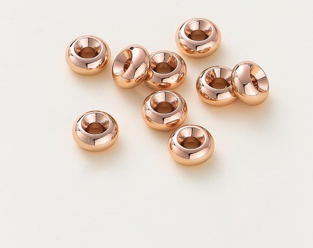 Armband Abstandshalter Perlen, 8 mm, rose gold, vergoldet - Bild 1
