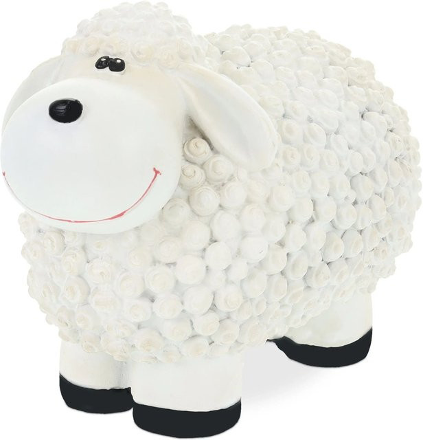 Wetterfeste Gartenfigur Schaf von Relaxdays aus Polyresin in Weiß, B/T/H: 16 x 12,5 x 21 cm - Bild 1