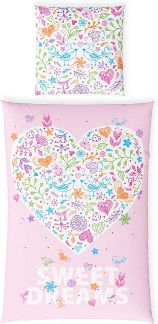 Hornisch HeimTex Kinderbettwäsche Glow aus Baumwolle Renforce in Pink - Bild 1