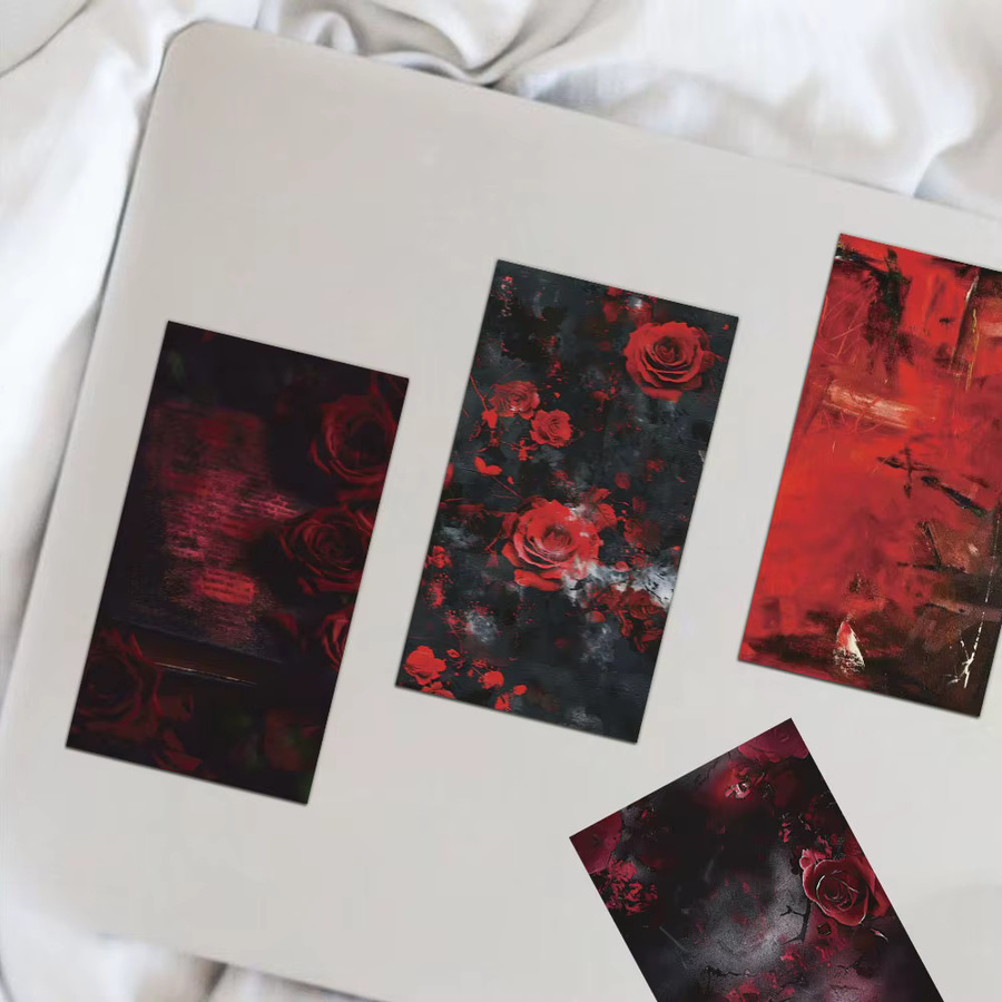 8er Set wasserfeste DIY Collage Aufkleber mit Rosen-Design in Schwarz und Rot - Bild 3