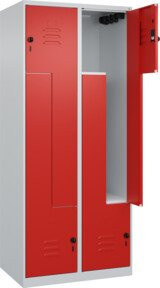 C+P Z-Spind Classic PLUS Spind mit 4 Fächern, grau und rot, B/T/H: 80 x 50 x 185 cm - Bild 1