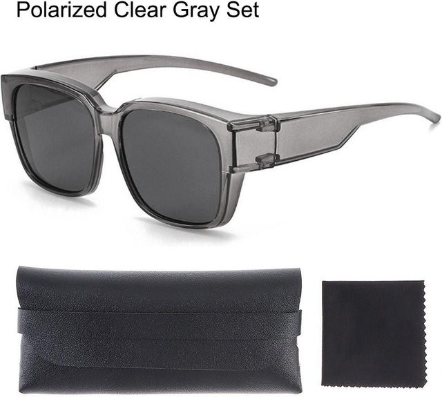 Dote Fitover-Sonnenbrille, Wrap-Around, Quadratisch, Kunststoff, grau, polarisiert, Damen - Bild 1