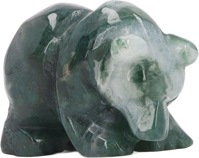 GoolRC Kristall Bär Dekorationsfigur aus Glas in Grau und Grün für Tisch und Schreibtisch - Bild 1