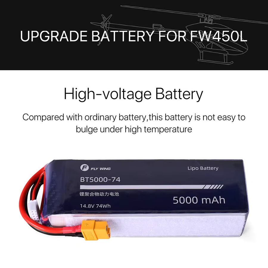 Tattu Fly Wing FW450L LiPo Akku 5000mAh 4S 14.8V 35C mit XT60-Stecker in Schwarz - Bild 2
