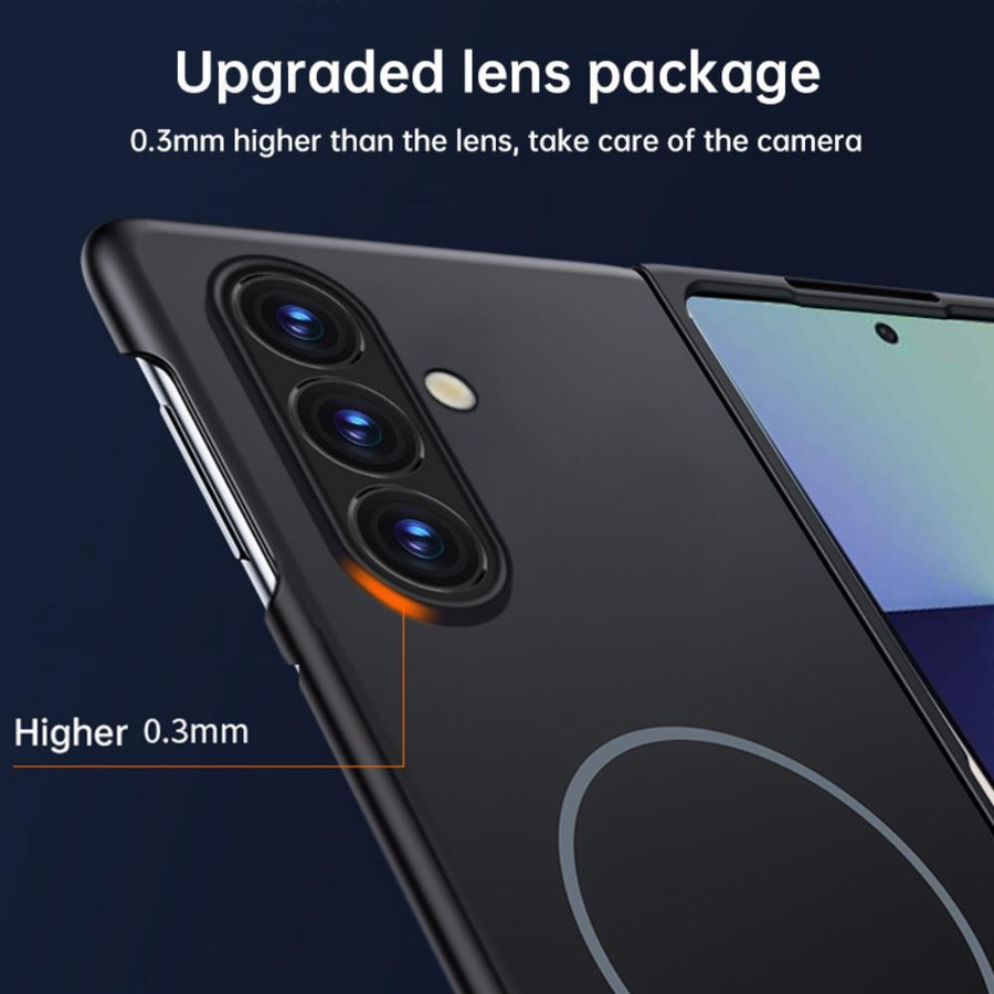 Ultra-dünne magnetische Hülle für Samsung Galaxy Z Fold (Modelle 3 bis 7) in Schwarz, Rahmenlose mattierte Abdeckung - Bild 4