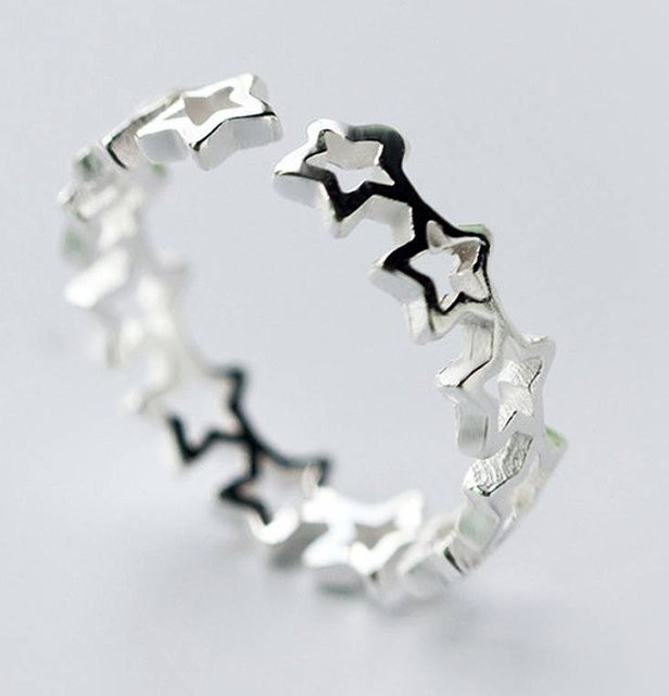 Huitan Damen-Öffnungsring, Sterne-Design, Silber, Ohne Stein - Bild 1