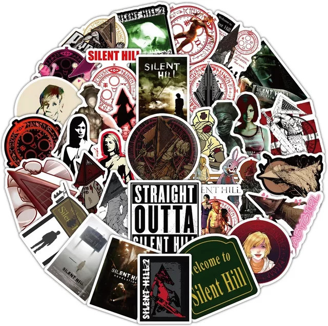 50 Stück Silent Hill Aufkleber Set, wasserfeste Horror Film Sticker in Multicolor für Laptop, Kühlschrank und Graffiti von GOGOTU - Bild 1