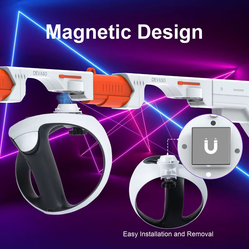 DEVASO VR Gunstock für PlayStation VR2 Magnetischer Saug-Game-Controller mit Schultergurt in Weiß - Bild 2