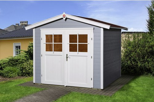 WEKA Gartenhaus 224 Gr.3 aus Massivholz in Grau mit Satteldach und Doppeltür B/H/T: 280 x 227 x 239 cm - Bild 3