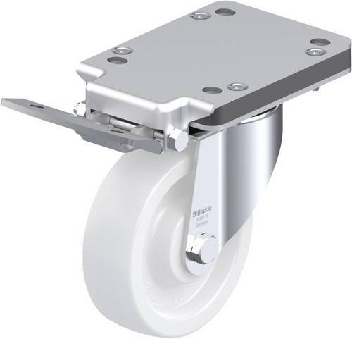 Blickle Lenkrolle LK-SPO 125G-3-IS mit Feststeller, Rad-Durchmesser: 125 mm, Tragfähigkeit: 350 kg, Farbe: Weiß, Material: Stahl und Kunststoff, verzinkt - Bild 1