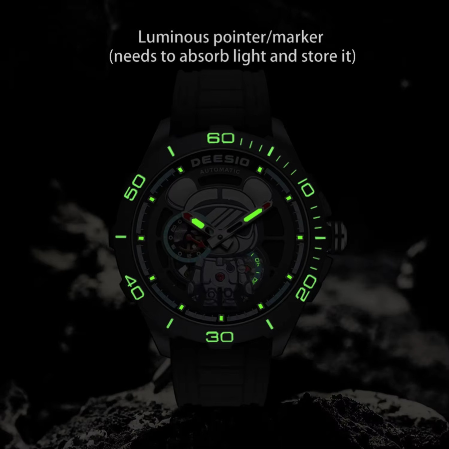 Deesio Armbanduhr Herren, Automatik, Kohlefasergehäuse, Saphirglas, Schwarz - Bild 5
