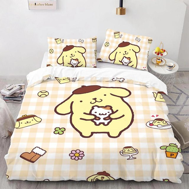 Pom Pom Purin Bettwäscheset aus Mikrofaser mit Bettbezug und Kissenbezug, Gelb, B/H: 245 x 210 cm - Bild 1