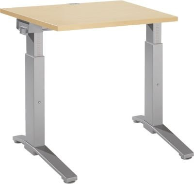 Schäfer Shop Genius Schreibtisch ERGOSTYLE S, manuell höhenverstellbar, Rechteck, B/T/H: 80 x 80 x 67,5-89,5 cm, Ahorn/Weißaluminium - Bild 1