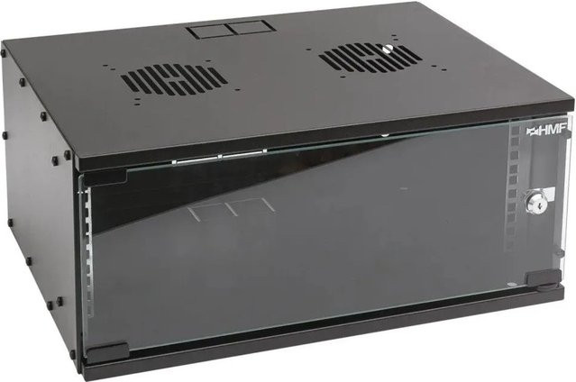HMF Serverschrank Netzwerkschrank 19 Zoll 4HE Schwarz unmontiert - Bild 1