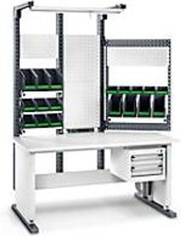Bott Arbeitsplatzsystem Avero Komplettmodul 1, elektrisch höhenverstellbar, HPL beschichtete Spanplatte, Tragkraft bis 200 kg, Farbe: lichtgrau/anthrazitgrau - Bild 2
