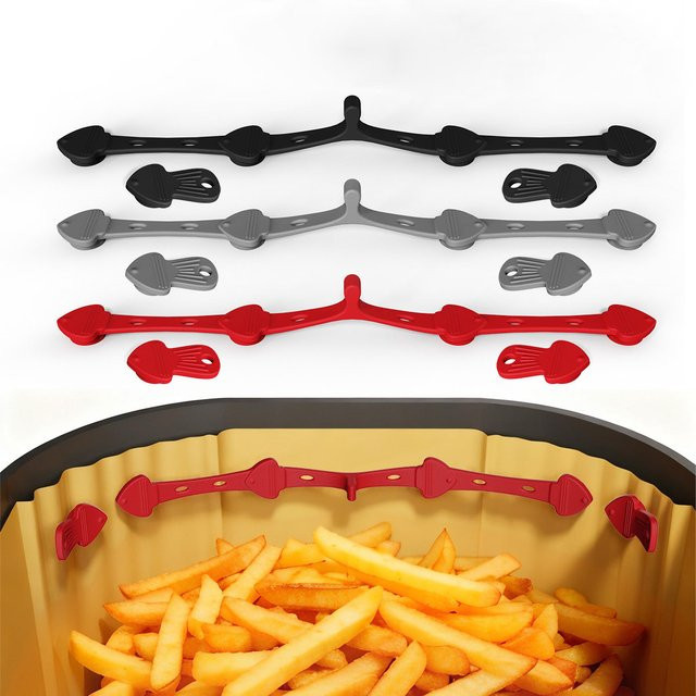 Silikon-Magnet-Schnalle für Heißluftfritteusen als Pergamentpapierschloss zur Fixierung von Einweg-Einlagen in Rot und Multicolour - Bild 1