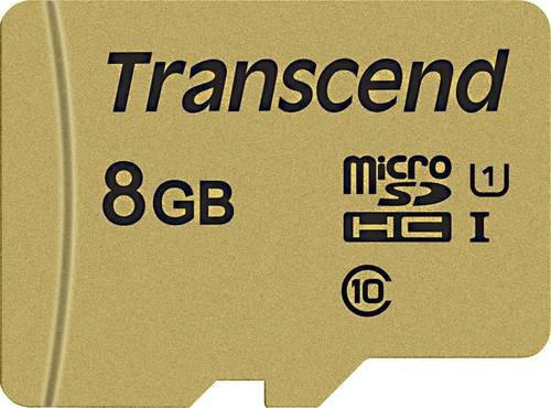 Transcend Premium 500S microSDHC-Speicherkarte 8GB Class 10 UHS-I mit SD-Adapter in Gold - Bild 1