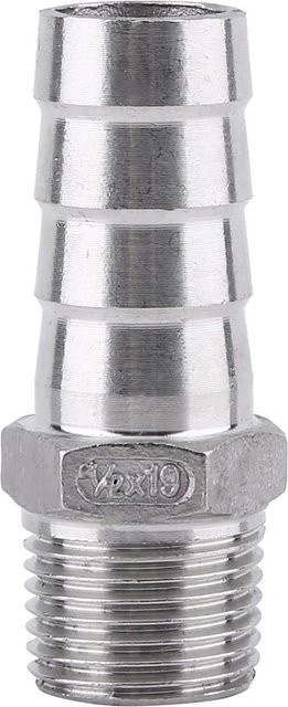 TOMTOP JMS Edelstahl-Rohrverschraubungsadapter mit Außengewinde und Widerhaken in Silber (B/T: 34 x 25 mm) - Bild 1