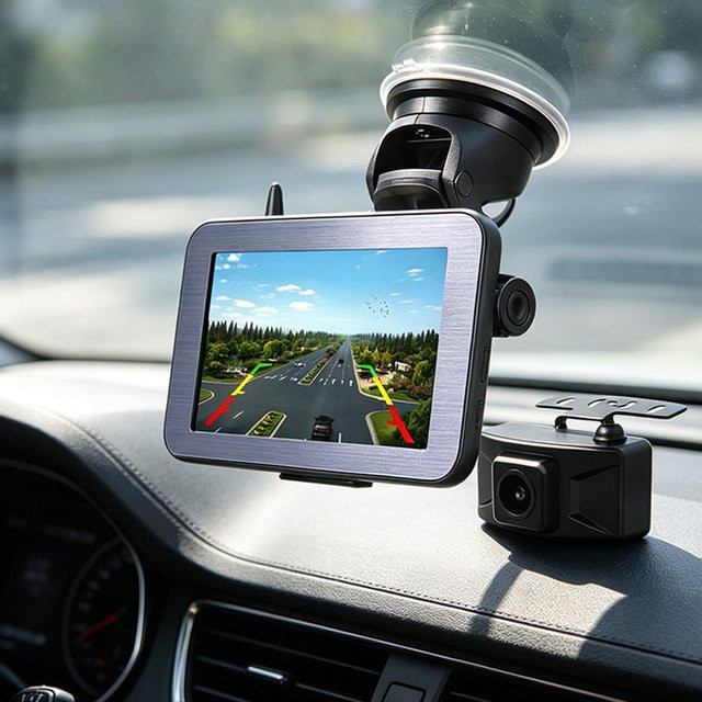 QXNY Kabellose WLAN Rückfahrkamera mit 4,3 Zoll HD-Parkmonitor AHD1080P und Nachtsicht in Schwarz für LKW, Bus und Auto - Bild 1